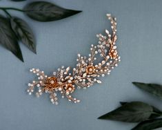 Rose Gold Crystal branches Wedding Clip Branches Wedding, Wedding Branches, Pearl Bridal Hair, Wedding Clip, Rose Gold Crystal, Headband Tiara