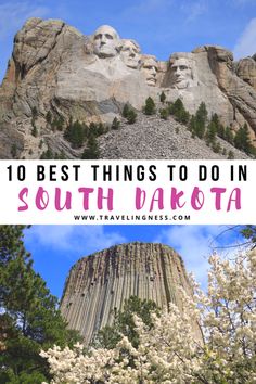 the top 10 best things to do in south dakota, usa with text overlay