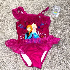 New Disney Store Asymmetrical One Piece Swimsuit Lace Ruffle Size Xs Girls 3-4 Years Nwt Frozen Elsa Smoke Free Home Offers Upf Protection 50+ Disney Swimwear For Summer Beach, Disney Swimwear For Beach In Summer, Disney Bathing Suit, Disney Swimsuit, Minnie Mouse Swimsuit, Red Superhero, Mermaid Kids, Mermaid Swimsuit, Vintage Bathing Suits