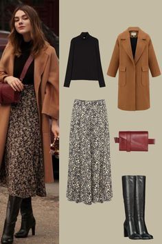 Long Dress Coat Outfit, Long Skirt With Long Boots, Long Skirt And Coat Outfit, Midi Skirt And Knee High Boots, Winter Skirt Style, Long Skirt Outfit Work, Long Boots Winter Outfit, Skirt And Long Boots Outfit, Midi Skirts With Boots