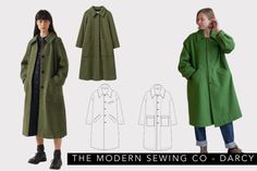 the modern sewing co - marc coat pattern is available in sizes ranging from small to large