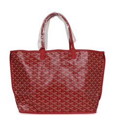 This Goyard Red Anjou PM Bag is in Goyardine Canvas with palladium hardware, tonal stitching, red Chevroches Calfskin lining, and a detachable red coin purse.This bag is reversible.Origin: FranceCondition: New and never wornAccompanied by: Goyard dustbag, retail UPC, removable pouchMeasurements: 18.5" x 11" x 5.9" ; 7.5" shoulder strap High-end Red Bag With Removable Pouch, Luxury Red Bags With Leather Lining, Luxury Red Bags For Daily Use, Luxury Red Shoulder Bag With Palladium Hardware, Red Luxury Bags With Leather Handles, Luxury Red Bags With Leather Handles, Luxury Red Bag With Dust Bag Included, Red Luxury Shoulder Bag For Daily Use, Red Travel Bags With Palladium Hardware