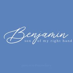 the words bengann son of my right hand are written in white on a blue background