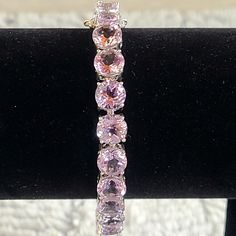 Absolutely Gorgeous!!! Rose De France Amethyst Big, Bold Tennis Bracelet Set In Platinum Over Sterling Silver Nickel Free Size 7.25 Inches, Tgw 38.06cts. Each Stone Is Over 1/4in Round. Double Safety Box Closure. This Is A Beautiful Blush Pink All Natural Gemstone Bracelet. Bring It Home & Fall In Love With The Size & Color. Truly A Piece Fit For A Queen. Beautiful Silver Details On The Side, No Detail Overlooked. Spoil Yourself Or That Someone Special This Holiday. Please Feel Free To Ask Any Formal Pink Gemstone Tennis Bracelet, Elegant Pink Sterling Silver Round Bracelet, Elegant Pink Sterling Silver Bracelet, Safety Box, Bohemian Bracelets, Turquoise Cuff, Amethyst Bracelet, Charm Bangle, Quartz Bracelet