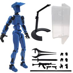 a toy figure with tools and accessories in front of it