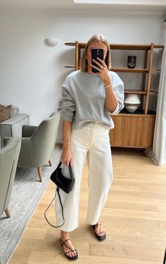 Ecru Jeans Outfits, Utility Pants Outfit, Ankle Jeans Outfit, Ankle Pants Outfit, White Trousers Outfit, Utility Barrel Pant, Loose Jeans Outfit, Penny Loafers Outfit, Lydia Tomlinson