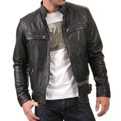 Dodge Black Fitted Real Leather Biker Jacket Men's
This black leather biker jacket for men is a classic style piece of Americana. It can be regarded as a modern classic that is timeless in both its application and design.

It can be considered a fashion statement for those who believe that freedom of movement is a fundamental right of citizenship. This is because you are not confined to any particular place when you go out biking.

The real lambskin leather jacket has been designed to keep in vi Masculine Fitted Black Leather Jacket, Black Fitted Cafe Racer Leather Jacket, Fitted Black Cafe Racer Leather Jacket, Biker Style Leather Jacket For Motorcycling, Dodge Black, Biker Jacket Men, Black Leather Biker Jacket, Lambskin Leather Jacket, Jacket For Men