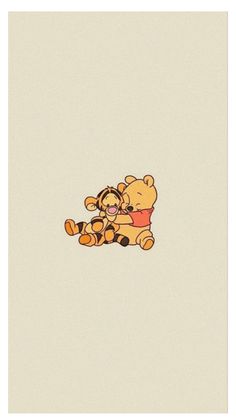 winnie the pooh and piglet hugging each other on a beige background with black outline