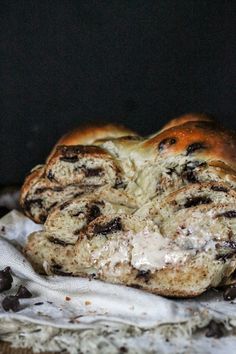 a close up of a pastry on a cloth