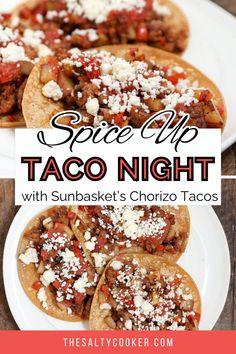 taco night with sunbake's chorizo tacos and spice dip