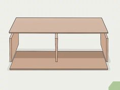 a coffee table with shelves on each side and one shelf below the top for storage