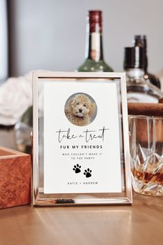 there is a sign that says take a treat for my friends with your dog's paw prints