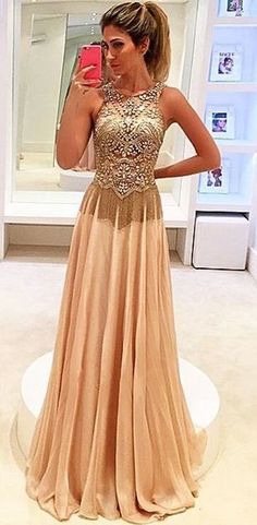 Champagne Prom Dress,Long Prom Dress,Chiffon Prom Dress,Formal Evening Dress, Women Formal Dress #gowns Dress Champagne, Beaded Chiffon, Kitenge, Formal Dresses For Women, Long Prom Dress, Evening Dresses Long, Wedding Party Dresses, Beaded Dress