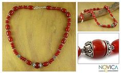 Carnelian strand necklace, 'Ardent' - Carnelian strand necklace Carnelian Necklace, Best Friend Jewelry, Carnelian Beads, Necklace Online, Stunning Necklace, Strand Necklace, Silver Pendant, Handmade Natural, Premium Quality