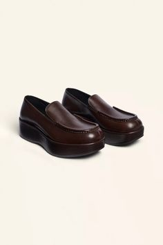 LEATHER LOAFERS - LIMITED EDITION - Brown | ZARA United States Brown Platform Loafers With Leather Footbed, Brown Leather Closed Toe Platform Loafers, Brown Slip-on Platform Loafers With Removable Insole, Leather Slip-on Platform Loafers Business Casual, Leather Slip-on Platform Loafers For Business Casual, Slip-on Leather Platform Loafers For Business Casual, Business Platform Loafers With Stitched Sole And Almond Toe, Business Casual Slip-ons With Almond Toe And Stitched Sole, Business Casual Slip-ons With Almond Toe