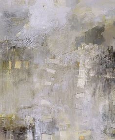 an abstract painting with white and grey colors