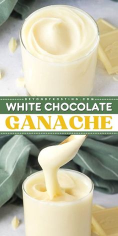 Here's a dessert to make at home using just 2 ingredients! This simple sweet treat is great for cakes, cookies, and more. So velvety, buttery, and milky, this white chocolate ganache recipe is indulgent. You can even turn it into a whipped ganache frosting! Whipped Ganache Frosting, Filling Cupcakes, Ganache Recipe Easy, White Chocolate Ganache Recipe, Homemade Ganache, White Chocolate Frosting, Whipped Ganache, Chocolate Ganache Recipe, White Chocolate Recipes