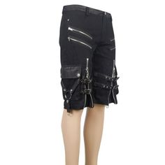 These shorts are made of knitted twill fabric, are super elastic and perfect to wear casually during summer!The abundance of zippers, both faux and real makes them look futuristic and stays true to the cyberpunk aesthetic.There are some faux leather embellishments buckles too. Product Specifications: Style: Punk Fabric: 5% Cotton, 5% Spandex Cyberpunk Shorts, Gothic Shorts, Gothic Pants, Scene Outfits, Dark Look, Cyberpunk Aesthetic, Last Day Of Summer, Zipper Shorts, Fashion Now