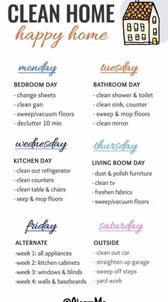 the clean home happy home cleaning checklist