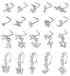 PRICES MAY VARY. Nose Rings Piercing Set-Each order you will receive 20 different style nose rings,include:10pcs L shaped nose studs,5pcs L shaped dangle nose nails,and 5pcs dangle nose rings.The quantity and styles are enough to meet your daily outfit matching needs. Simple basic styles with novel dangle design, never go out of style, great choice for nose piercing jewelry.There are two colors for you to choose: gold and silver. Material&size-These nose studs are made of stainless steel pin and Dangle Nose Piercing, Dangle Nose Ring, Nose Piercing Hoop, Nose Piercing Stud, Outfit Matching, Nose Piercing Jewelry, Nose Studs, Body Jewelry Piercing, Nose Rings Hoop