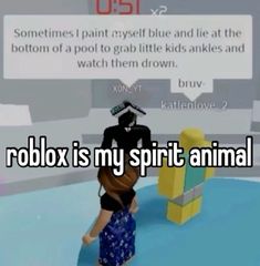 a person standing in front of a sign that says robox is my spirit animal