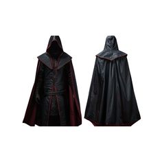 Step into the realm of medieval fantasy with our Handmade Black & Red Leather Medieval Hooded Cloak. Crafted with exquisite detail, this cloak is reminiscent of the iconic Gothic coat. Perfect for cosplay enthusiasts or themed events, it exudes timeless elegance and mysterious allure, ideal for channeling the enigmatic persona of a medieval rogue. Features: Quality Material: Made with premium black leather that is both tough and flexible, ensuring the cloak can withstand the rigors of cosplay ev Red Hooded Coat, Leather Cosplay, Gothic Coat, Costume Capes, Cosplay Armor, Hooded Cloak, Medieval Armor, Themed Events, Medieval Fantasy