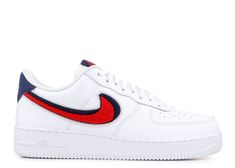 Air Force 1 07 LV8 'Chenille Swoosh' - Nike - 823511 106 - white/university red- blue void | Flight Club Sneakers Instagram, Nike Shox For Women, Nike Footwear, Mens Sport Sneakers, Nike Flight, White Nike Shoes, Sneakers Collection, Custom Nike Shoes, Flight Club