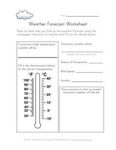 weather worksheet with thermometer and temperature