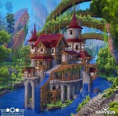 Minecraft Castle Color Palette, Greek Mythology Minecraft Builds, Minecraft House In Mountain, Minecraft Lake Builds, Minecraft Ancient City, Minecraft Inspiration Builds, Minecraft Building Inspiration, Whimsical Minecraft, Minecraft Kingdom Layout