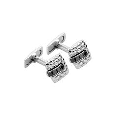 FOPE Vendome Collection Gold Cufflinks with Black Diamonds - Jackson Hole Jewelry Company Luxury Diamond Gold Cufflinks, Luxury White Gold Cufflinks, Elegant White Gold Cufflinks With Polished Finish, Silver Diamond Cufflinks For Business, Luxury Polished Finish Cufflinks For Formal Occasions, Luxury Polished Cufflinks For Formal Occasions, Luxury Black Cufflinks For Formal Occasions, Black Luxury Cufflinks For Formal Occasions, Black Luxury Cufflinks For Formal Wear