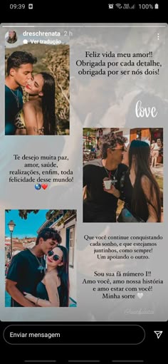 a couple kissing each other with the caption's message below them in spanish