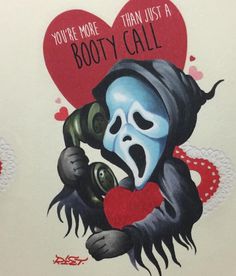 Scream Valentines Day Cartoons, Funny Horror, Horror Movie Art, Valentines Wallpaper, Valentines Art, Ghost Faces, Vintage Horror