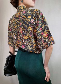 Vintage Silk Blouse Heritage Flower Print/retro Blouse - Etsy Ukraine