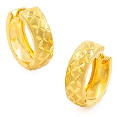 "Pair of 18K Yellow Gold Engraved Hoop EarringsItem # C104605 A pair of 18 karat yellow gold hoop earrings featuring an engraved design. The pattern etched into the gold has a leaf-like motif, which adds texture and visual interest to the earrings. The matte finish of the engraved areas contrasts with the polished edges, providing a sophisticated aesthetic. Hoops like these are versatile accessories that can complement a variety of styles and occasions. Their engraved detail makes them stand out Engraved Small Hoop Earrings In Yellow Gold, Small Hoop Engraved Yellow Gold Earrings, Engraved 14k Yellow Gold Hoop Earrings, 22k Yellow Gold Hoop Earrings For Formal Occasions, Formal 22k Yellow Gold Hoop Earrings, Engraved Yellow Gold Hoop Earrings For Anniversary, Sophisticated Aesthetic, Engraved Design, Gold Engraving