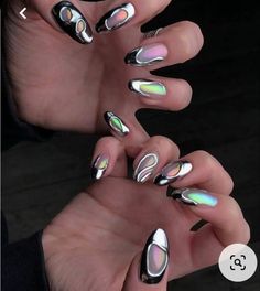 Intricate Nail Art, Outer Space Nails, Futuristic Nails, Chrome Nails Designs, Design 2023, Girls Nails, Minimalist Nails