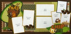 a scrapbook with pictures and other items on it, including papers that say nuts