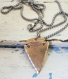 Casual artisan hammered bronze arrowhead silver chain necklace Metal Pendant Jewelry For Everyday Use, Metal Pendant Necklaces For Everyday Use, Silver Adjustable Arrowhead Necklace, Metal Pendant Necklace For Everyday, Adjustable Silver Arrowhead Necklace, Adjustable Arrowhead Necklace Gift, Everyday Nickel Free Metal Necklace, Vintage Adjustable Necklaces For Everyday Use, Nickel Free Arrowhead Necklace For Gift