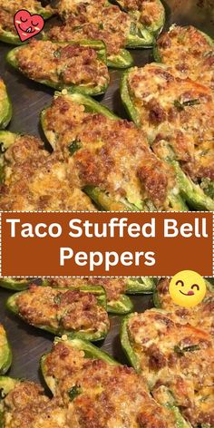 taco stuffed bell peppers with text overlay