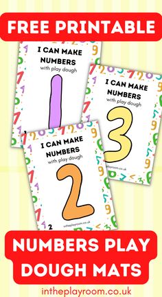 three numbers play dough mats with the text, i can make numbers play dough mats