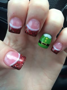 Elf Nails Christmas, Elf Movie Nails, Elf Nails Designs, Elf Nail Art, Chrismas Nail Art, Christmas Nails Elf, Elf Nails, Nails Christmas Designs, Christmas Nails Inspiration