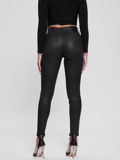 Feel extra comfortable in your own skin with these special jeans. Featuring a curve-hugging denim design, high-rise waist, five-pocket construction, dual waist buttons and triangle logo at the back pocket. Edgy Jeans For Workwear With Five Pockets, Edgy Jeans For Workwear, Edgy High Rise Pants With Five Pockets, Edgy Mid-rise Jeans With Five Pockets, Edgy High Rise Jeans For Workwear, Edgy High-rise Jeans For Workwear, Edgy High Rise Jeans For Work, Edgy High-rise Jeans For Work, High Rise Jeggings With Five Pockets For Work