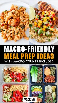 the meal is prepared and ready to be eaten with text that reads macro - friendly meal prep