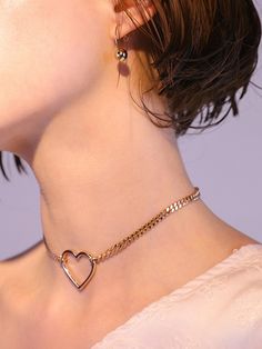 Gold Fashionable   Zinc Alloy  Chokers Embellished   Jewelry Gold Heart Choker, Gold Chain Choker, Crown Necklace, Gold Link Chain, Heart Choker, Heart Chain, Gold Heart Necklace, Gold Choker, Chain Choker Necklace