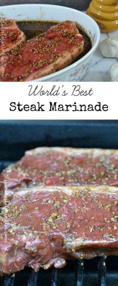 steak marinade is cooking on the grill and then being grilled in the oven