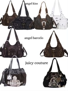 Angel Barcelo Bag, Juicy Couture Bags Aesthetic, Juicy Couture Bag Outfit, Juicy Couture Bags Vintage, Angel Kiss Bag, Y2k Wishlist, Vintage Juicy Couture Bags, Y2k Bag Outfit, Grunge Bag