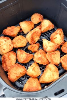 fried food is being cooked in an air fryer