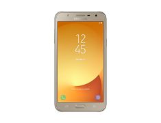 the samsung galaxy j5 is shown in gold