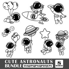 cute astronaut cliparts for kids to print and use on t - shirts or other items