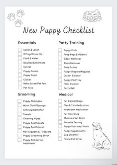 Dog Dog Supply List, Dog Adoption Checklist, New Dog List, Bringing Home Puppy Checklist, New Puppy Essentials List, Puppy Must Have List, Dog Shopping List, Dog Needs List, Puppy Shopping Checklist