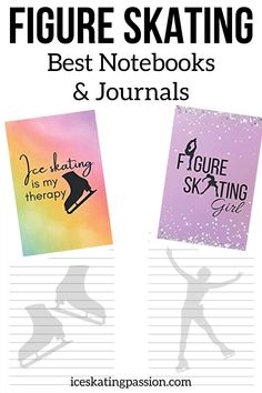 two notebooks with the text figure skating best notebooks and journals written on them